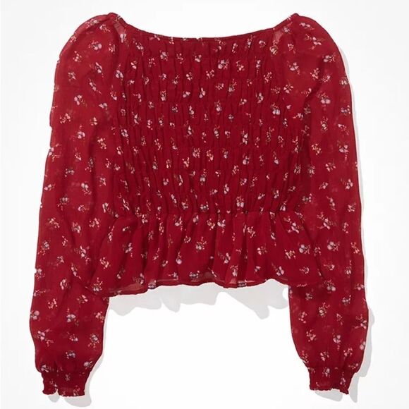 NWT American Eagle AE Smocked women's Floral blouse Top - Picture 9 of 9